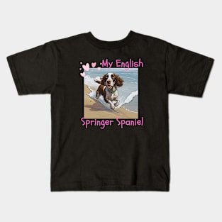 English Springer Spaniel on the beach Kids T-Shirt